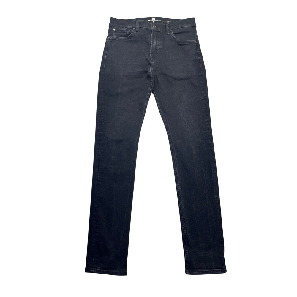7 For All Mankind Paxtyn Black Slim Fit Denim Jeans Mens‎ Sz 32 Fits 30" Grunge